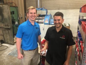 MFI Sales Manager Cole Mathisen (Left) with Industry 9 Plant Manager Mike Rischitelli