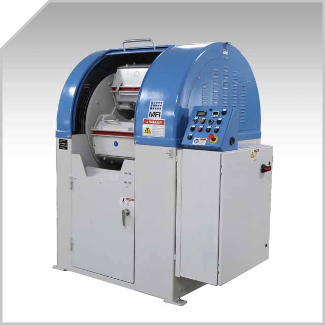 This centrifugal barrel finishing machine is ideal for contract manufacturers and job shops.