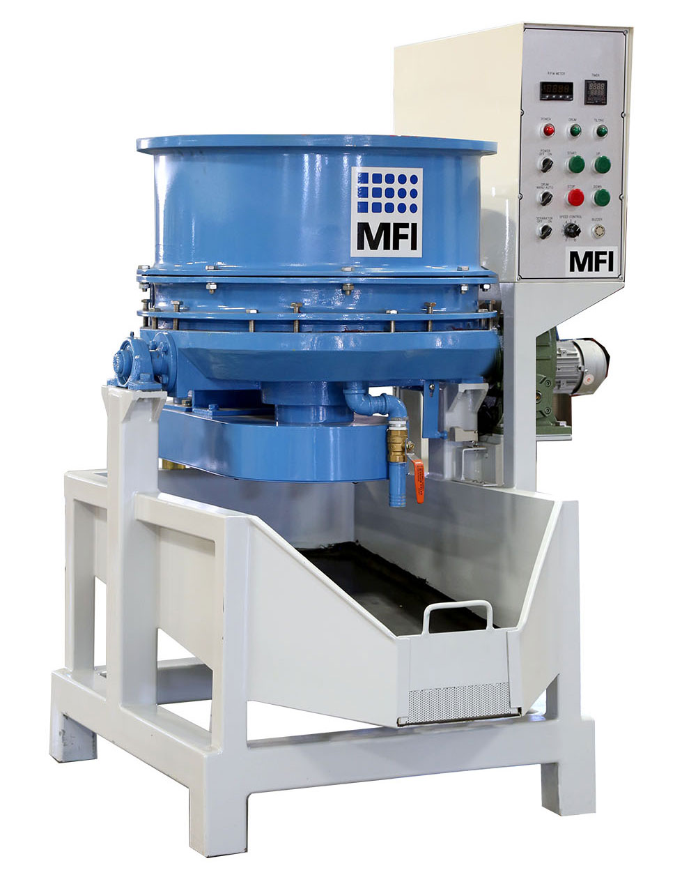 HZ-60 centrifugal barrel finishing machine with lid open.